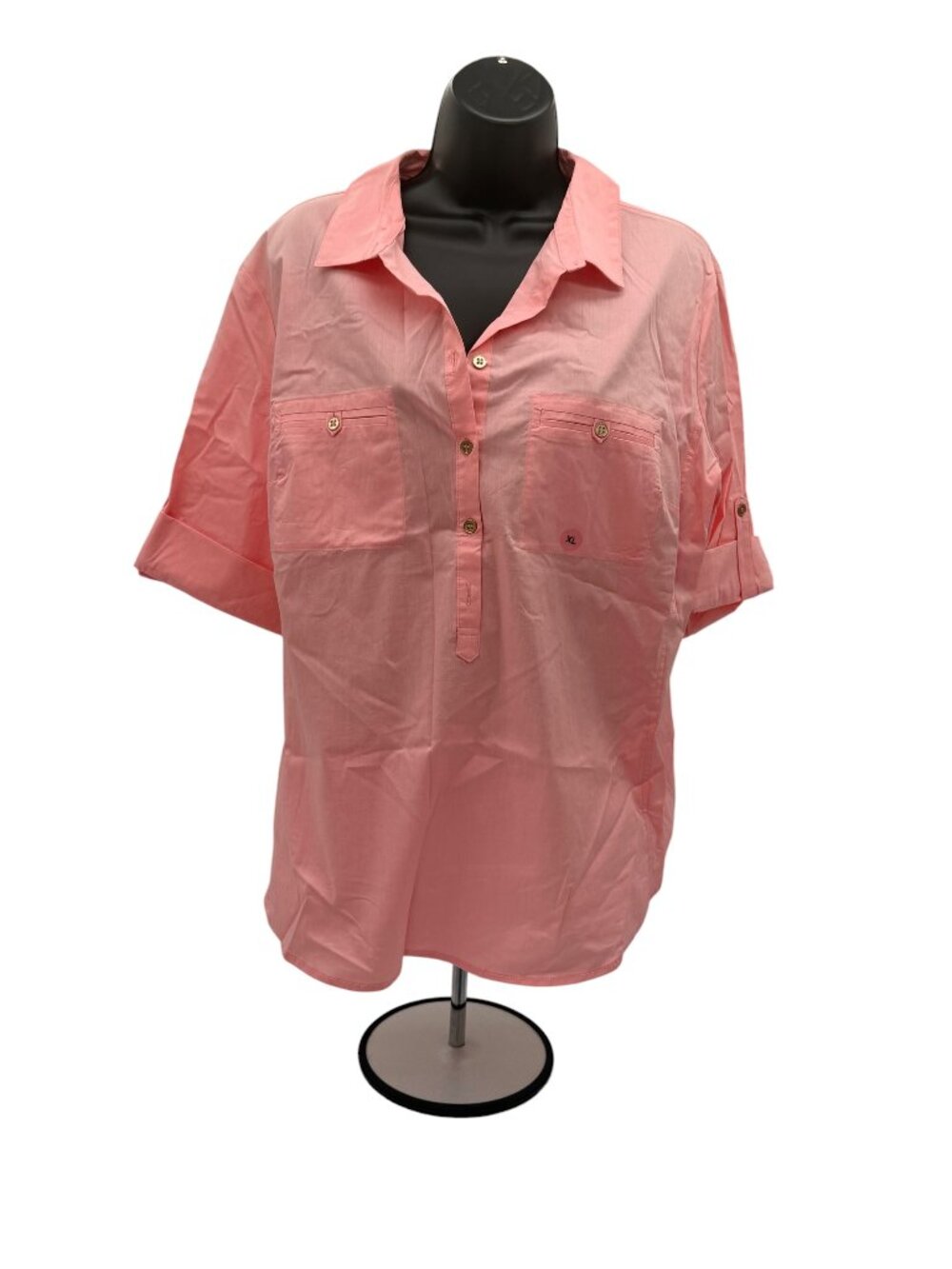 NWT. New York & Co. Pink XL Short-Sleeve Button-Up Shirt